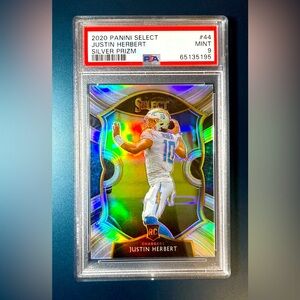 Justin Herbert Silver Prizm ROOKIE CARD PSA 9 Mint 2020 Panini Chargers